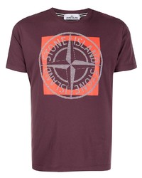 Stone Island Compass Print Cotton T Shirt
