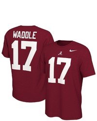 Nike Jaylen Waddle Crimson Alabama Crimson Tide Alumni Name Number T Shirt