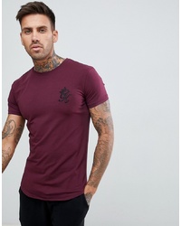 Gym King Longline Fitted T Shirt In Wine