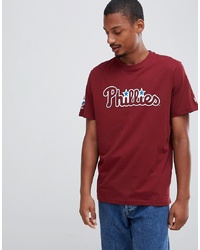 New Era Mlb Philadelphia Phillies Scoop Hem T Shirt With Chest Logo In Burgundy