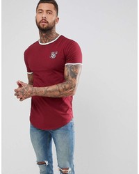 Siksilk Muscle Ringer T Shirt In Burgundy