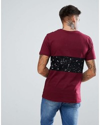 Hype Muscle T Shirt In Burgundy With Speckle Panel