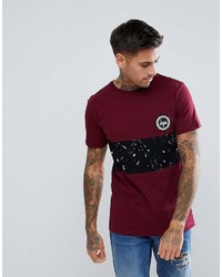 Hype Muscle T Shirt In Burgundy With Speckle Panel