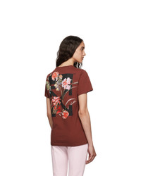 Off-White Red Flowers T Shirt