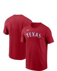 Nike Red Texas Rangers Team Wordmark T Shirt