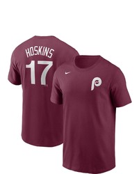 Nike Rhys Hoskins Burgundy Philadelphia Phillies Name Number T Shirt At Nordstrom