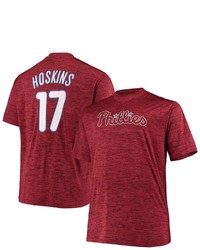 PROFILE Rhys Hoskins Heathered Red Philadelphia Phillies Big Tall Name Number T Shirt