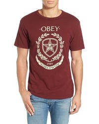 Obey Shield Wreath Graphic Crewneck T Shirt