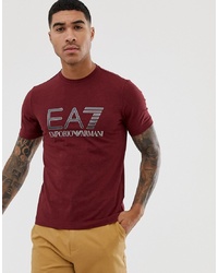 EA7 Slim Fit Carbon Logo Series T Shirt With Stretch In Burgundy