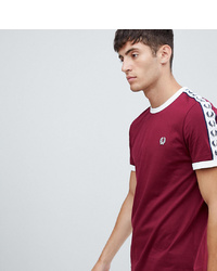 Fred Perry Sports Authentic Taped Ringer T Shirt In Burgundy