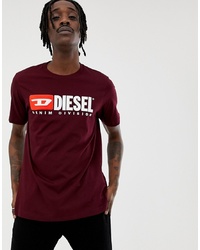 Diesel T Just Division Industry Logo T Shirt Burgundy