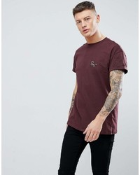 New Look T Shirt With Scorpion Embroidery In Burgundy