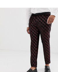 ASOS DESIGN Plus Super Skinny Suit Trousers In Velvet With Red Glitter Design