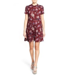 Lush Floral Print Mock Neck Dress