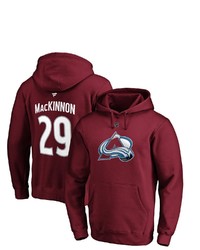 FANATICS Branded Nathan Mackinnon Burgundy Colorado Avalanche Authentic Stack Player Name Number Pullover Hoodie