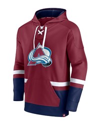 FANATICS Branded Nathan Mackinnon Burgundynavy Colorado Avalanche Player Lace Up V Neck Pullover Hoodie