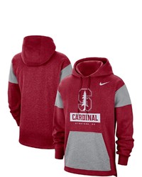 Nike Cardinalheathered Charcoal Stanford Cardinal Fan Pullover Hoodie