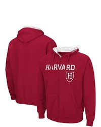Colosseum Crimson Harvard Crimson Arch Logo 30 Full Zip Hoodie