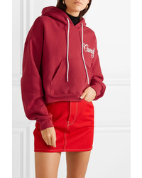 Adaptation Cropped Embroidered Cotton Jersey Hoodie