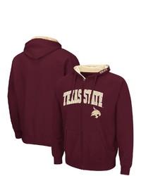 Colosseum Maroon Texas State Bobcats Arch Logo 30 Full Zip Hoodie