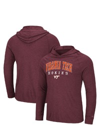 Colosseum Maroon Virginia Tech Hokies Campus Long Sleeve Hooded T Shirt In Heather Maroon At Nordstrom