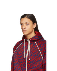 Gucci Red And Blue G Rhombus Zip Up Hoodie
