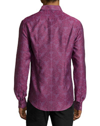 Versace Printed Woven Sport Shirt Bordeaux