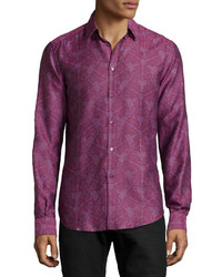 Versace Printed Woven Sport Shirt Bordeaux