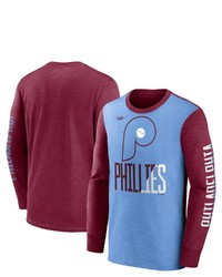 Nike Burgundylight Blue Philadelphia Phillies Cooperstown Collection Rewind Splitter Slub Long Sleeve T Shirt At Nordstrom