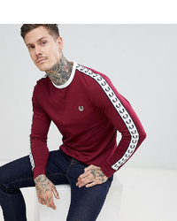 Fred Perry Sports Authentic Long Sleeve Taped Ringer T Shirt In Burgundy