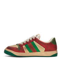 Gucci Red And Green Screener Sneakers