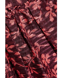 Ulla Johnson Maria Ruffled Printed Cotton And Silk Blend Jacquard Maxi Skirt Burgundy