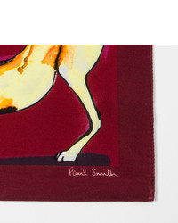 Paul Smith Burgundy Dog Print Silk Pocket Square