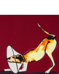 Paul Smith Burgundy Dog Print Silk Pocket Square
