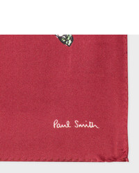 Paul Smith Burgundy Lady Print Silk Pocket Square