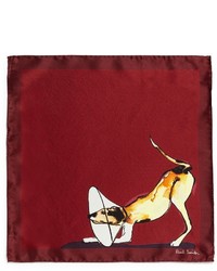Paul Smith Watercolour Dog Print Silk Pocket Square