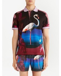Etro Flamingo Print Cotton Polo Shirt