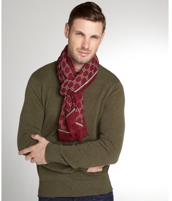 Wool scarf & pocket square Gucci Burgundy in Wool - 34676075