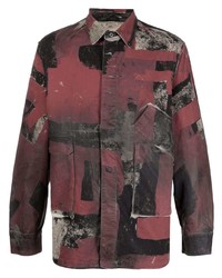 Burgundy Print Shirt Jacket