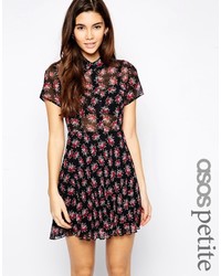 Asos Petite Petite Shirt Dress With Pleated Skirt In Floral Print