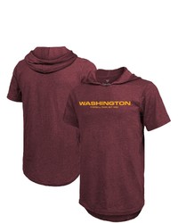FANATICS Branded Burgundy Washington Football Team Tri Blend Primary Logo Hoodie T Shirt