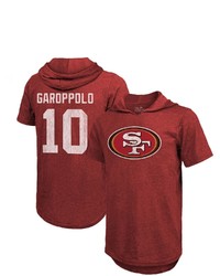 FANATICS Branded Jimmy Garoppolo Scarlet San Francisco 49ers Player Name Number Tri Blend Hoodie T Shirt