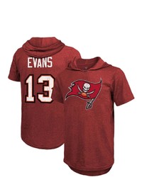 Majestic Threads Mike Evans Heathered Red Tampa Bay Buccaneers Name Number Tri Blend Hoodie T Shirt