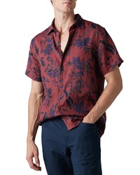 Rodd & Gunn Malvern Hill Floral Short Sleeve Linen Button Up Shirt In Oxblood At Nordstrom