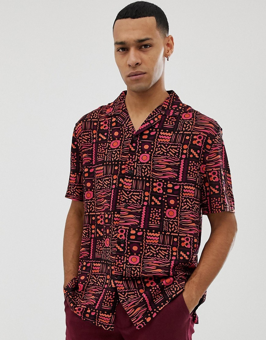 ASOS DESIGN Oversized Vintage Print Shirt With Revere Collar In