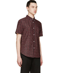 Band Of Outsiders Red Printed Short Sleeve Shirt