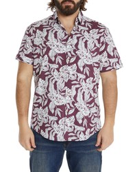 Johnny Bigg Riverside Tropical Leaves Short Sleeve Cotton Button Up Shirt
