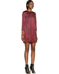 Nina Ricci Burgundy Silk Python Print Short Dress