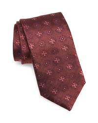 Canali Floral Medallion Silk Tie In Red At Nordstrom