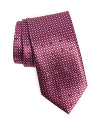 Zegna Micro Medallion Silk Tie In Pink Fan At Nordstrom